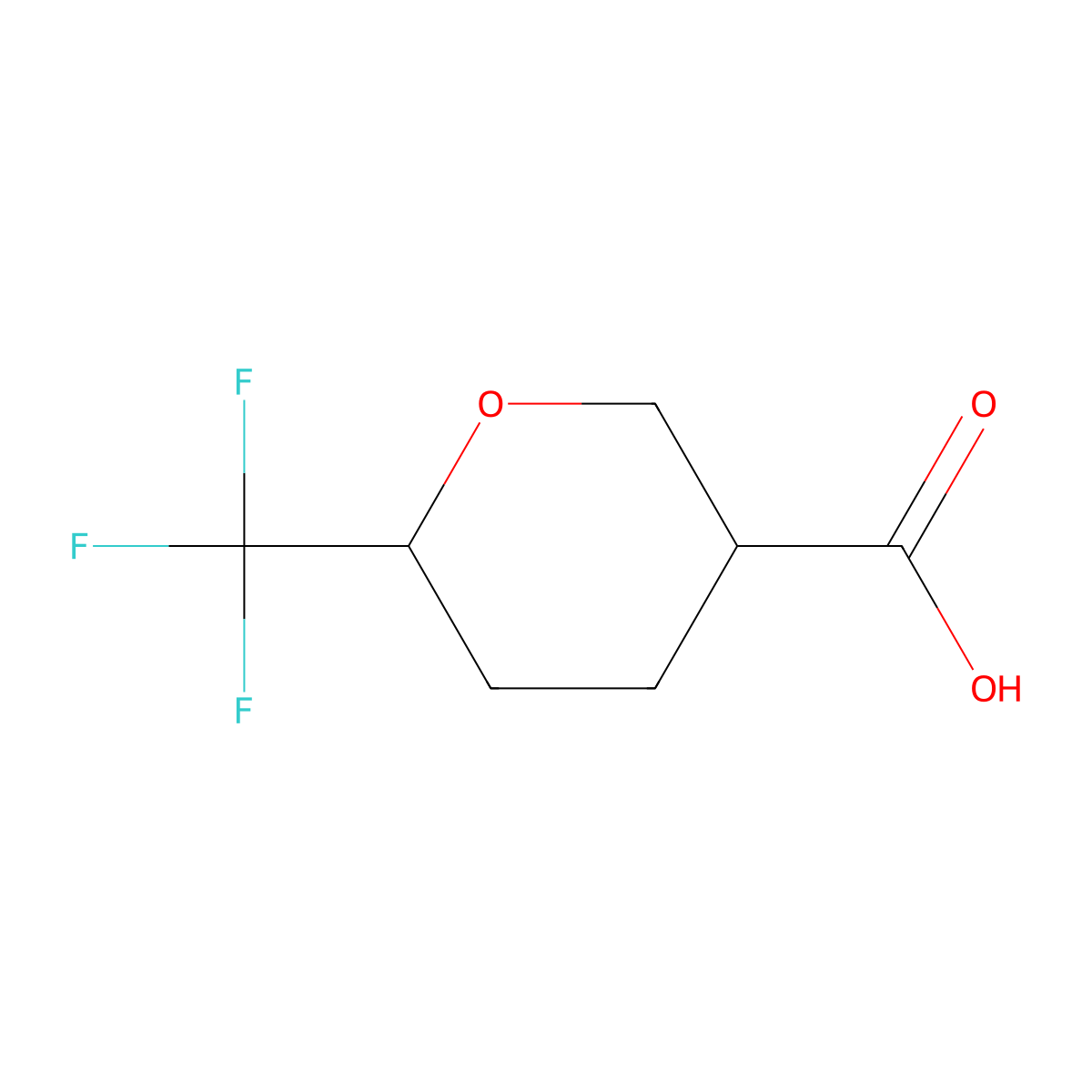 rac-(3R,6R)-6-(trifluoromethyl)oxane-3-carboxylic acid molecular structure, CAS 1908500-18-4