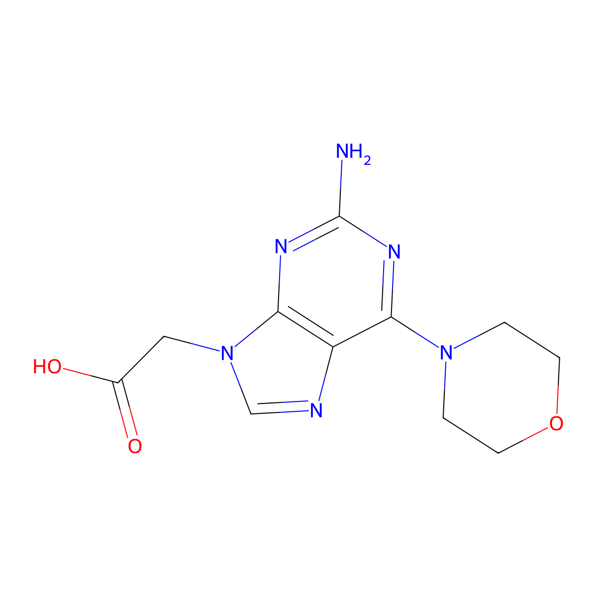 [2-amino-6-(morpholin-4-yl)-9H-purin-9-yl]acetic acid molecular structure, CAS 1908504-69-7