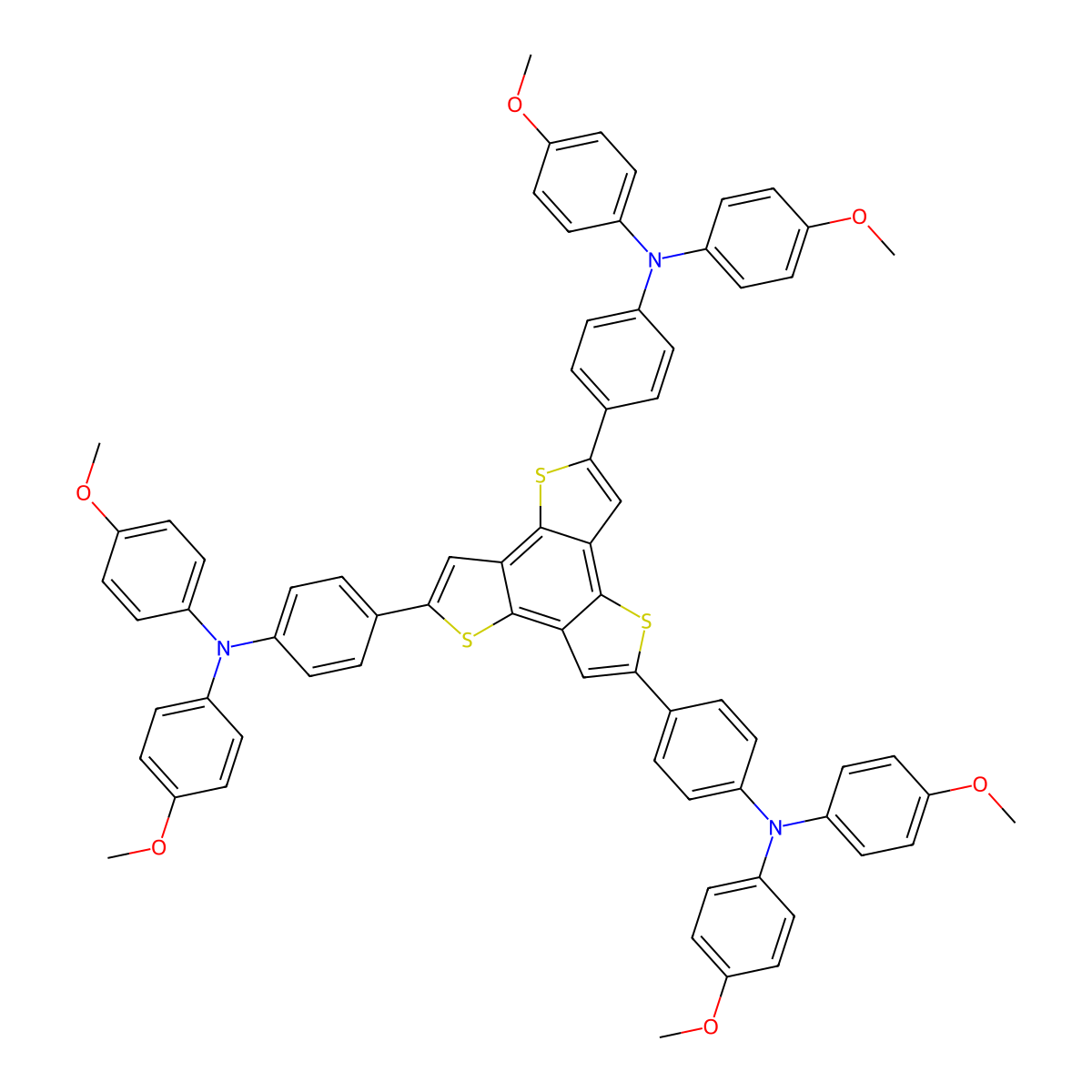 2,5,8-Tris(4-(bis(4-methoxyphenyl)amino)phenyl) molecular structure, CAS 1908506-93-3