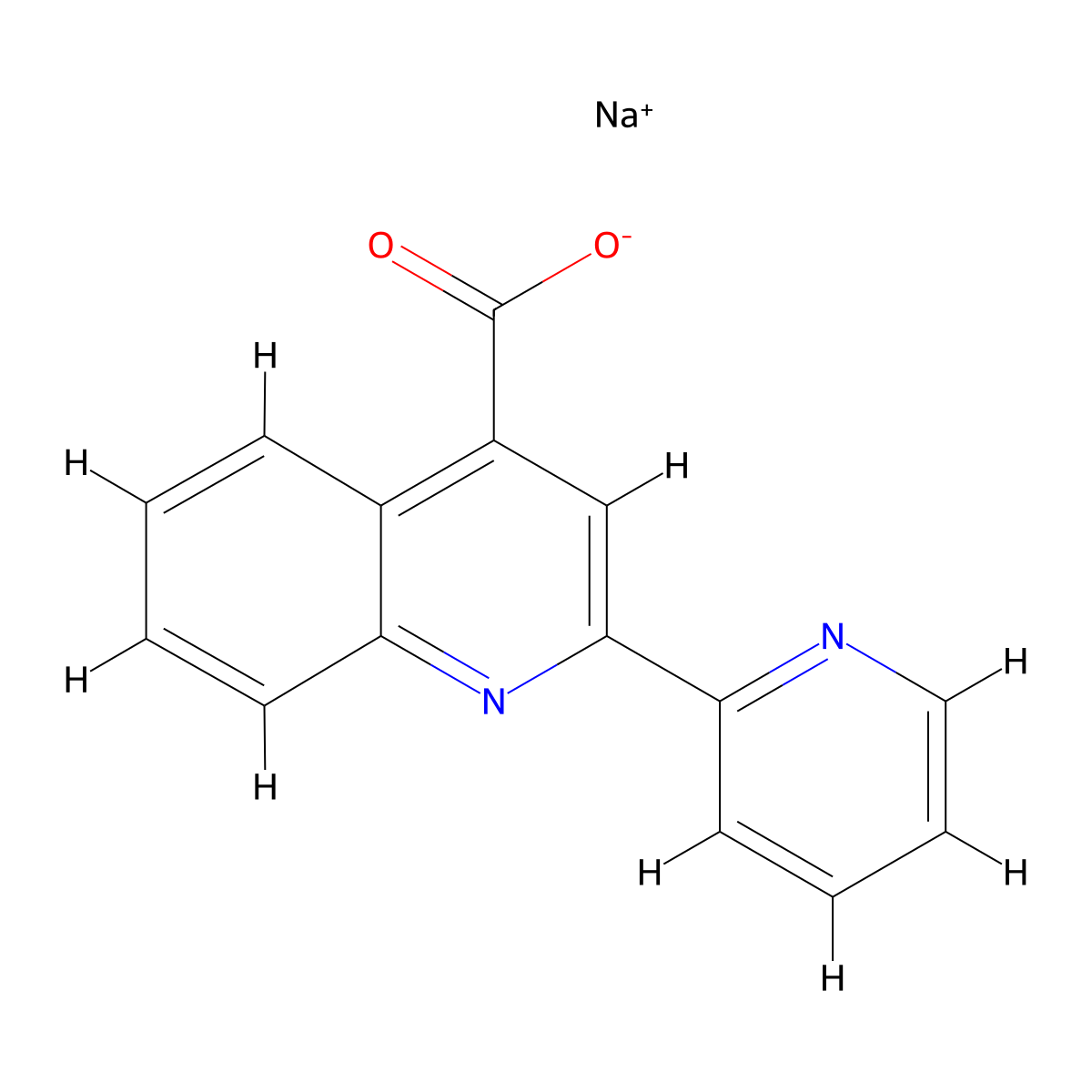 Sodium 2-(pyridin-2-yl)quinoline-4-carboxylate molecular structure, CAS 190895-01-3