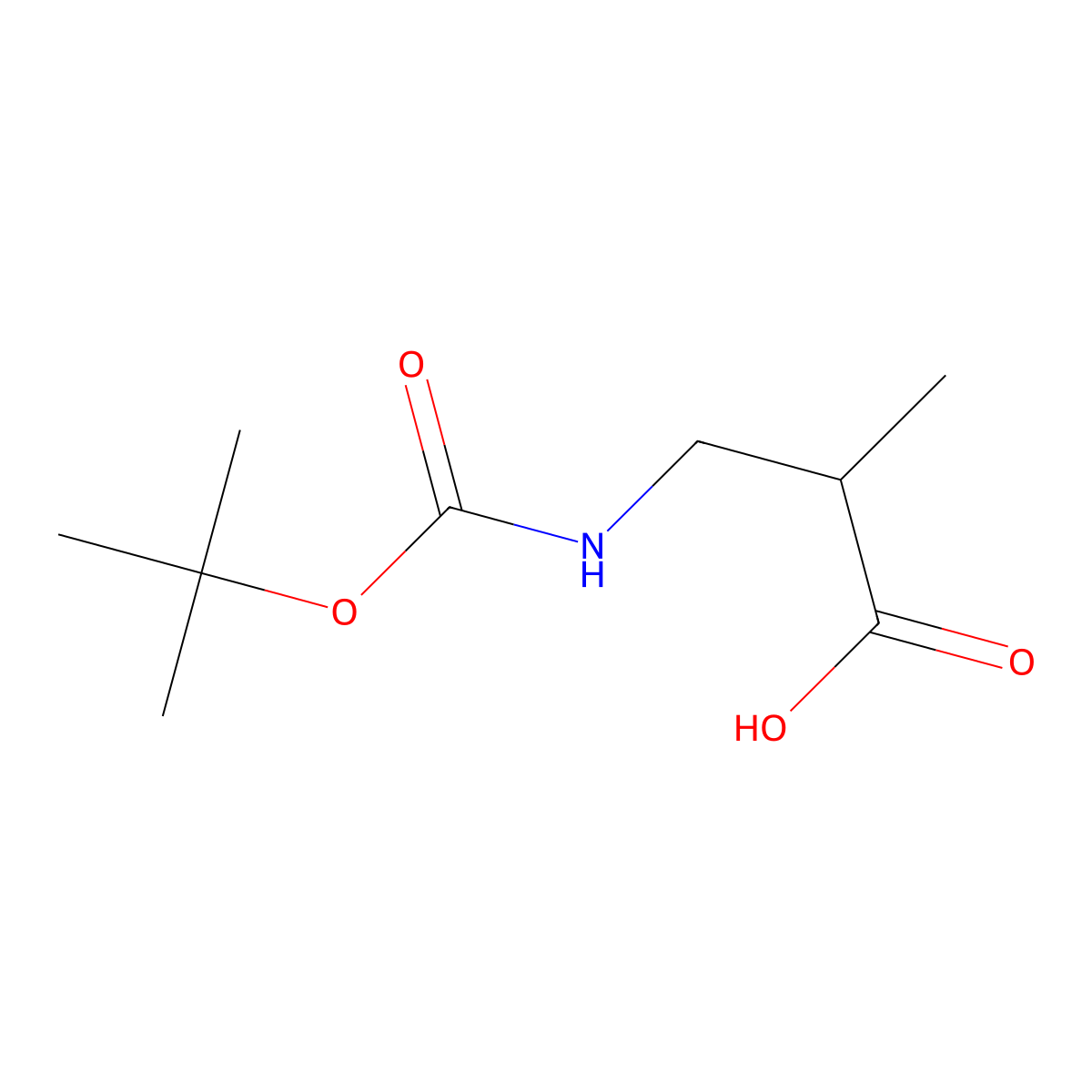 (2S)-3-(((tert-butoxy)carbonyl)amino)-2-methylpropanoic acid molecular structure, CAS 190897-47-3