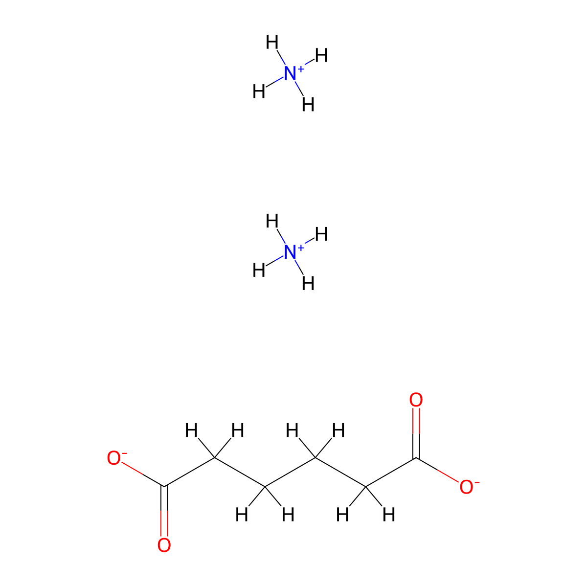 Ammonium adipate molecular structure, CAS 19090-60-9
