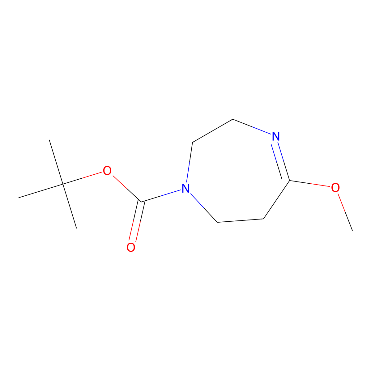 tert-butyl 5-methoxy-2,3,6,7-tetrahydro-1H-1,4-diazepine-1-carboxylate molecular structure, CAS 190900-22-2