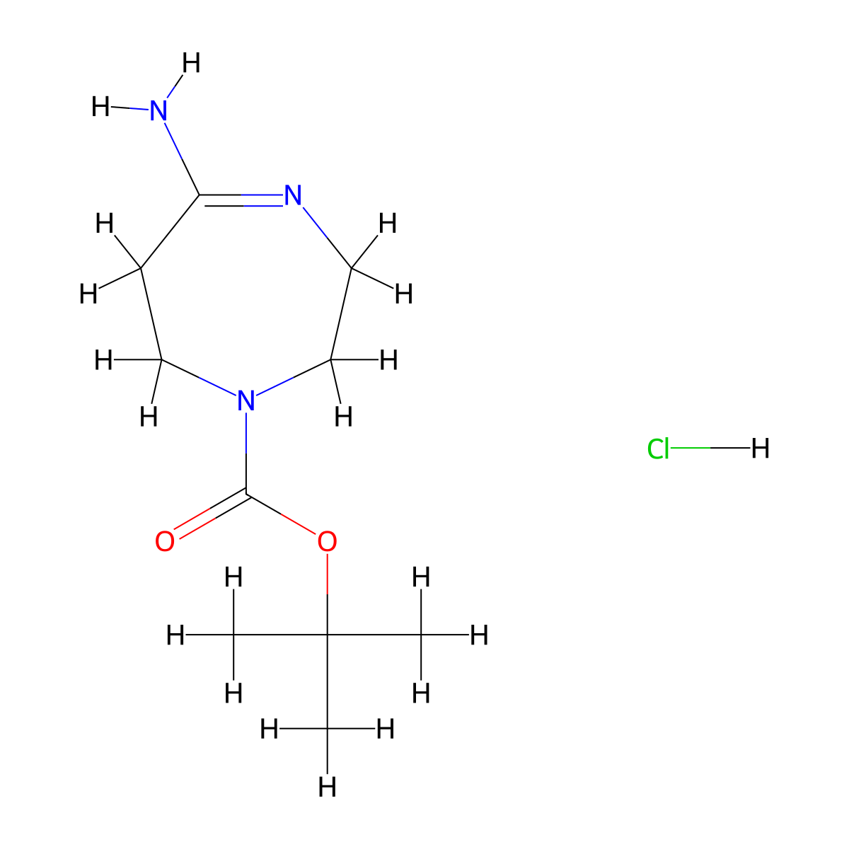 Tert-butyl5-imino-1,4-diazepane-1-carboxylatehydrochloride molecular structure, CAS 190900-23-3