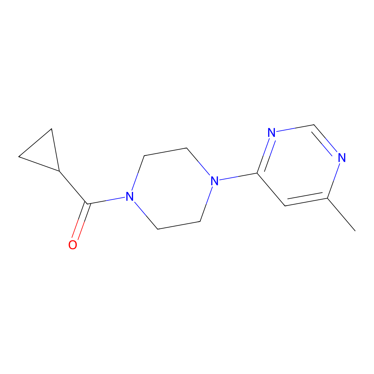 4-(4-Cyclopropanecarbonylpiperazin-1-yl)-6-methylpyrimidine molecular structure, CAS 1909147-69-8