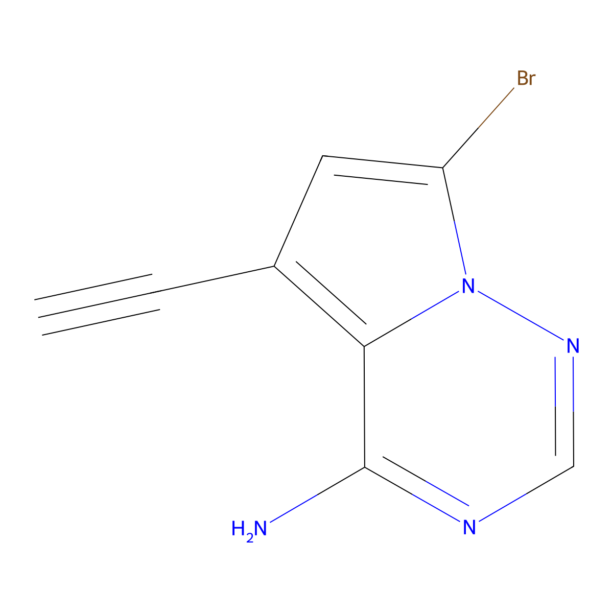 7-Bromo-5-ethynylpyrrolo[2,1-f][1,2,4]triazin-4-amine molecular structure, CAS 1909271-34-6