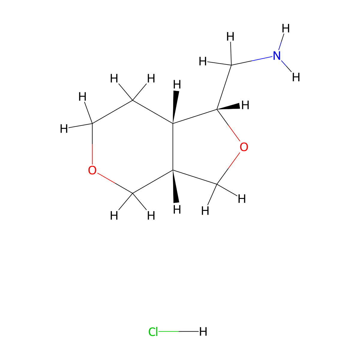 rac-[(1R,3aS,7aS)-hexahydro-1H-furo[3,4-c]pyran-1-yl]methanamine hydrochloride molecular structure, CAS 1909286-48-1