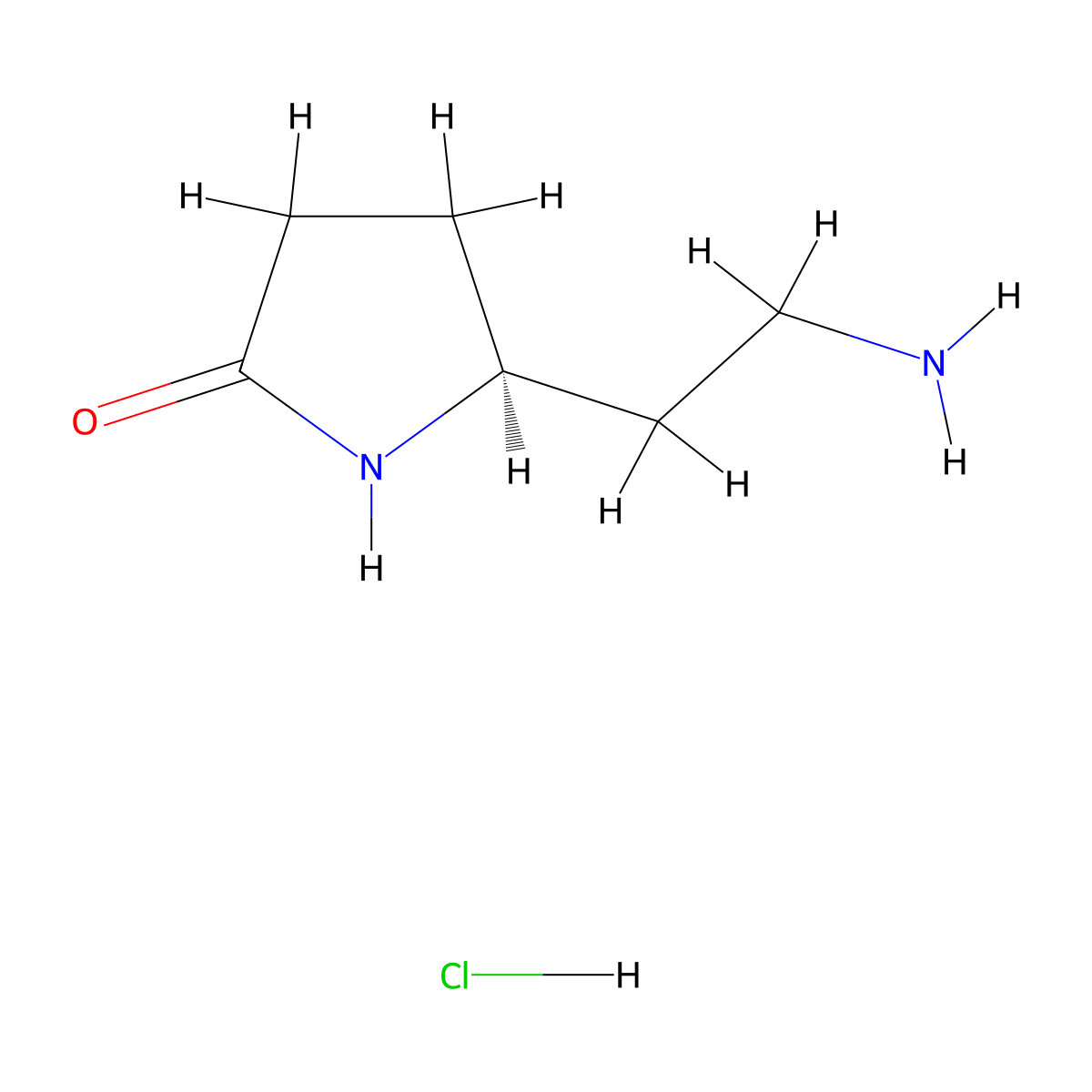 (5S)-5-(2-aminoethyl)pyrrolidin-2-one hydrochloride molecular structure, CAS 1909286-53-8