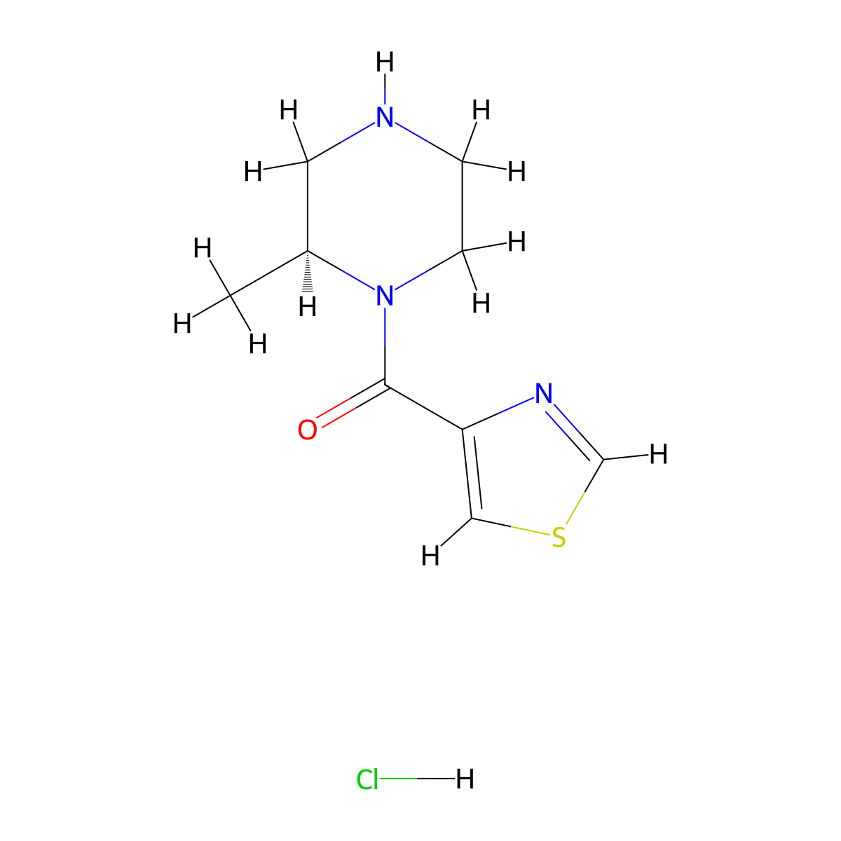 (2S)-2-methyl-1-(1,3-thiazole-4-carbonyl)piperazine hydrochloride molecular structure, CAS 1909286-58-3