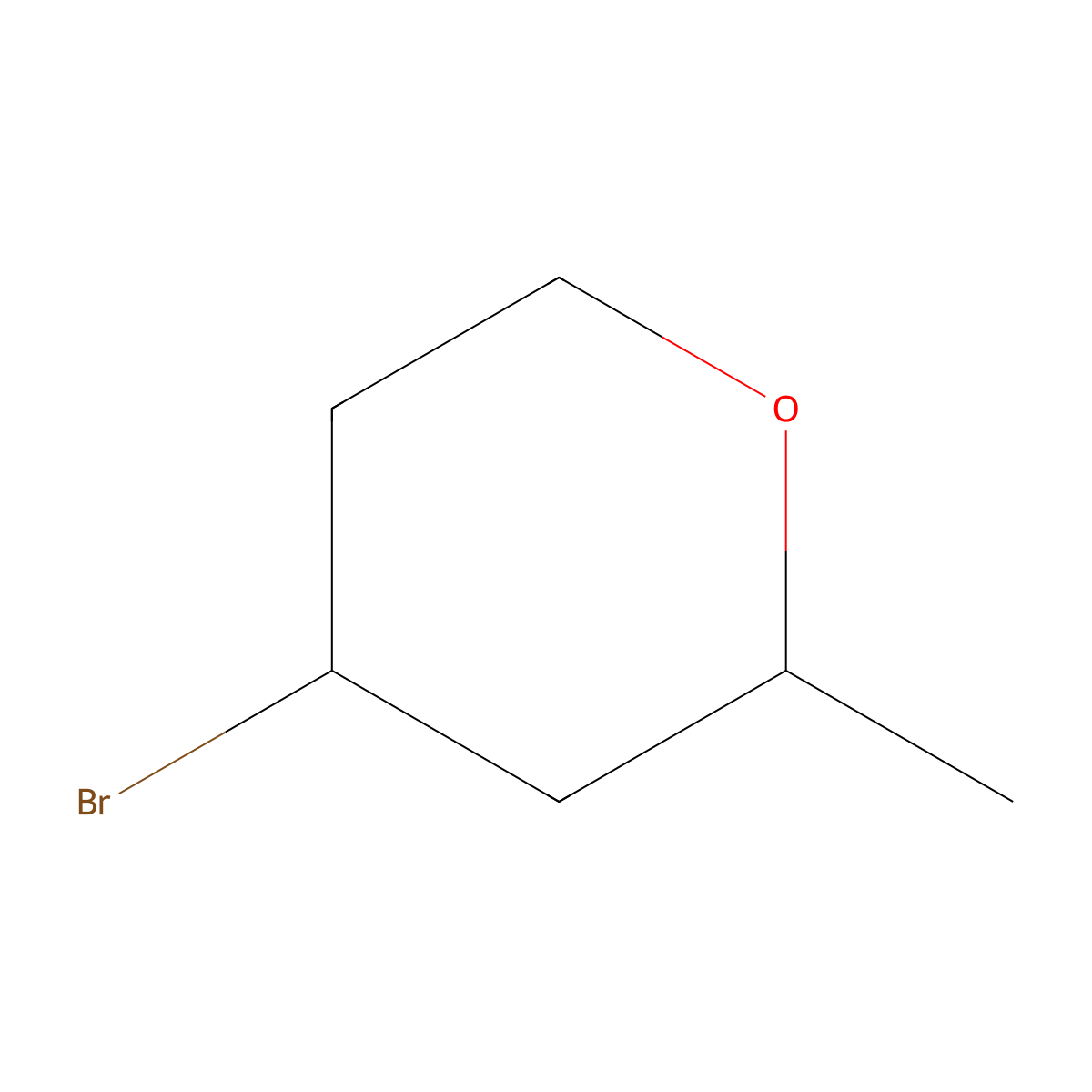 (2R,4S)-4-bromo-2-methyloxane molecular structure, CAS 1909286-64-1