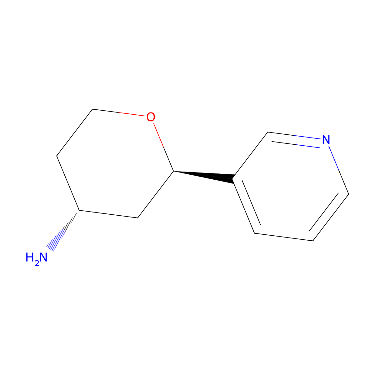 rac-(2R,4R)-2-(pyridin-3-yl)oxan-4-amine molecular structure, CAS 1909286-71-0