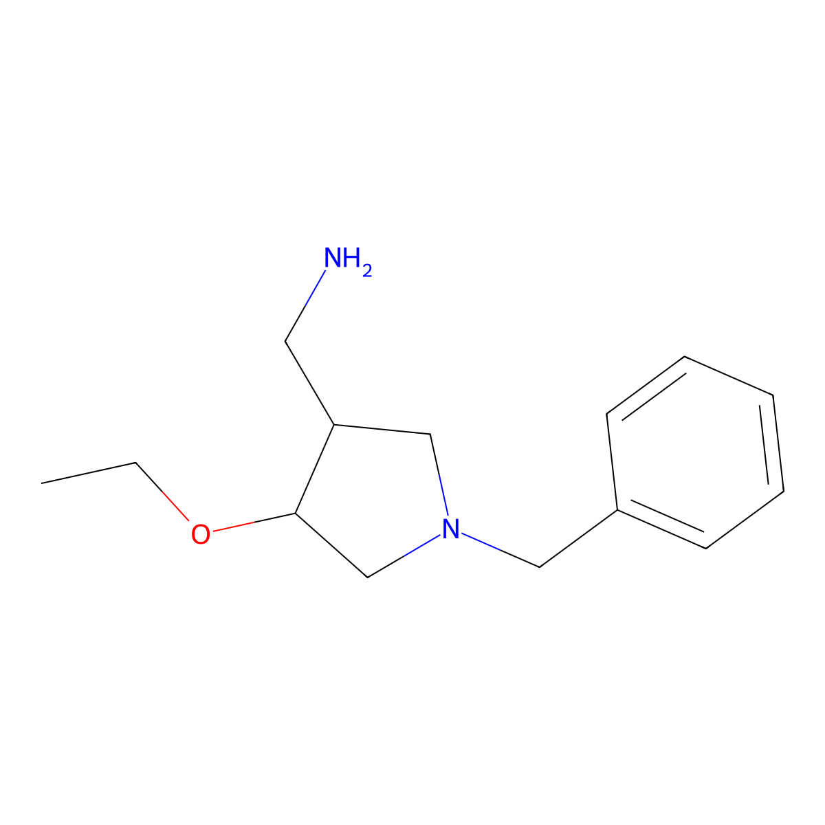 rac-[(3R,4S)-1-benzyl-4-ethoxypyrrolidin-3-yl]methanamine, trans molecular structure, CAS 1909286-72-1