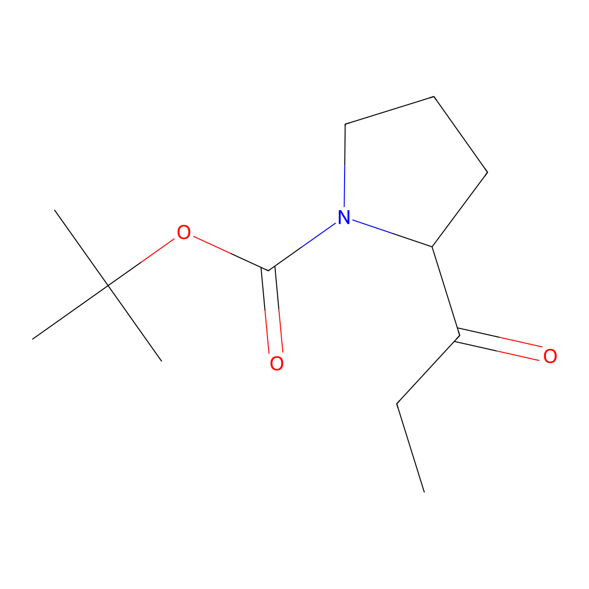 tert-butyl (2R)-2-propanoylpyrrolidine-1-carboxylate molecular structure, CAS 1909286-76-5