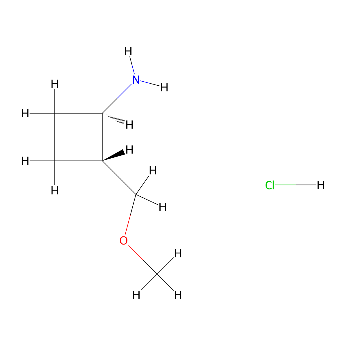 rac-(1R,2R)-2-(methoxymethyl)cyclobutan-1-amine hydrochloride molecular structure, CAS 1909287-01-9