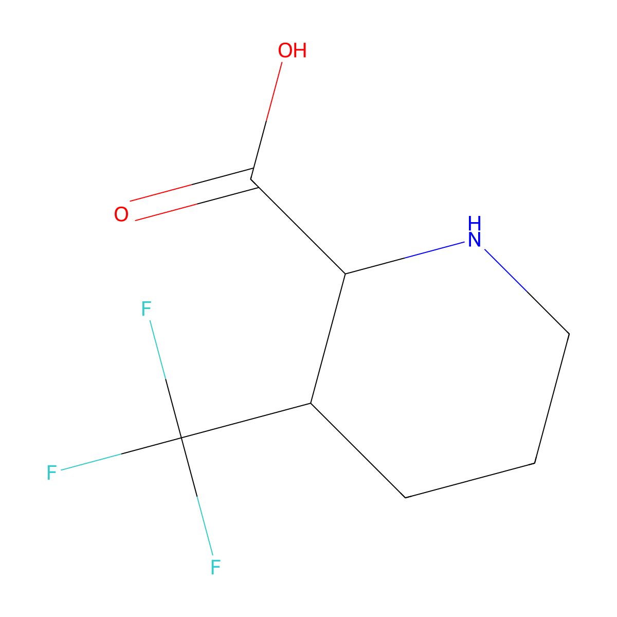 Rac-(2r,3s)-3-(trifluoromethyl)piperidine-2-carboxylic acid molecular structure, CAS 1909287-05-3