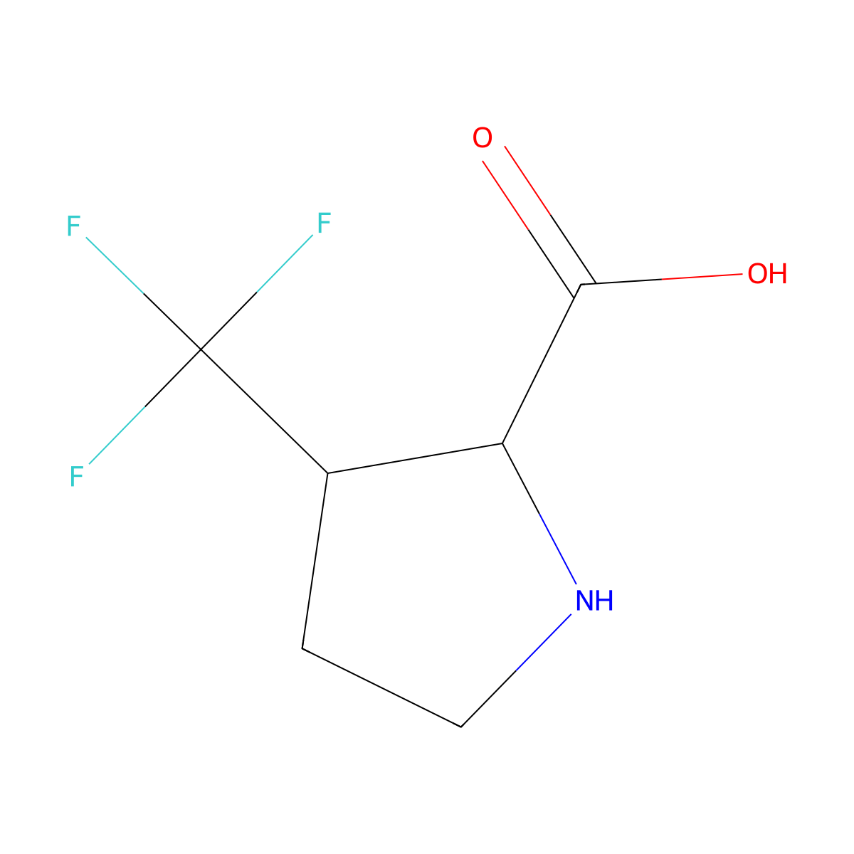 (2R,3R)-3-(trifluoromethyl)pyrrolidine-2-carboxylic acid molecular structure, CAS 1909287-13-3