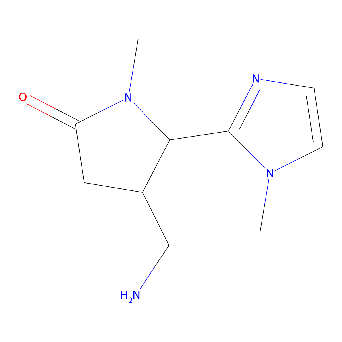 rac-(4R,5S)-4-(aminomethyl)-1-methyl-5-(1-methyl-1H-imidazol-2-yl)pyrrolidin-2-one molecular structure, CAS 1909287-21-3