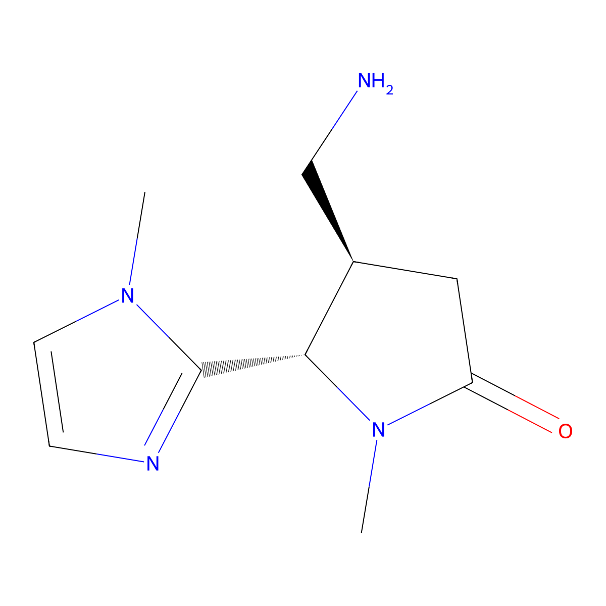 rac-(4R,5S)-4-(aminomethyl)-1-methyl-5-(1-methyl-1H-imidazol-2-yl)pyrrolidin-2-one molecular structure, CAS 1909287-21-3