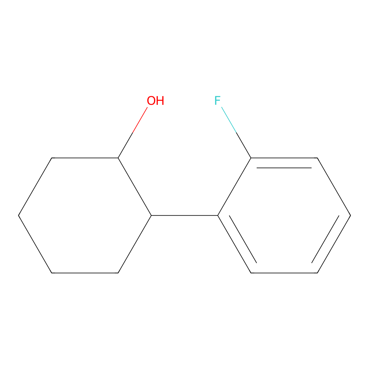 rac-(1R,2S)-2-(2-fluorophenyl)cyclohexan-1-ol molecular structure, CAS 1909287-33-7