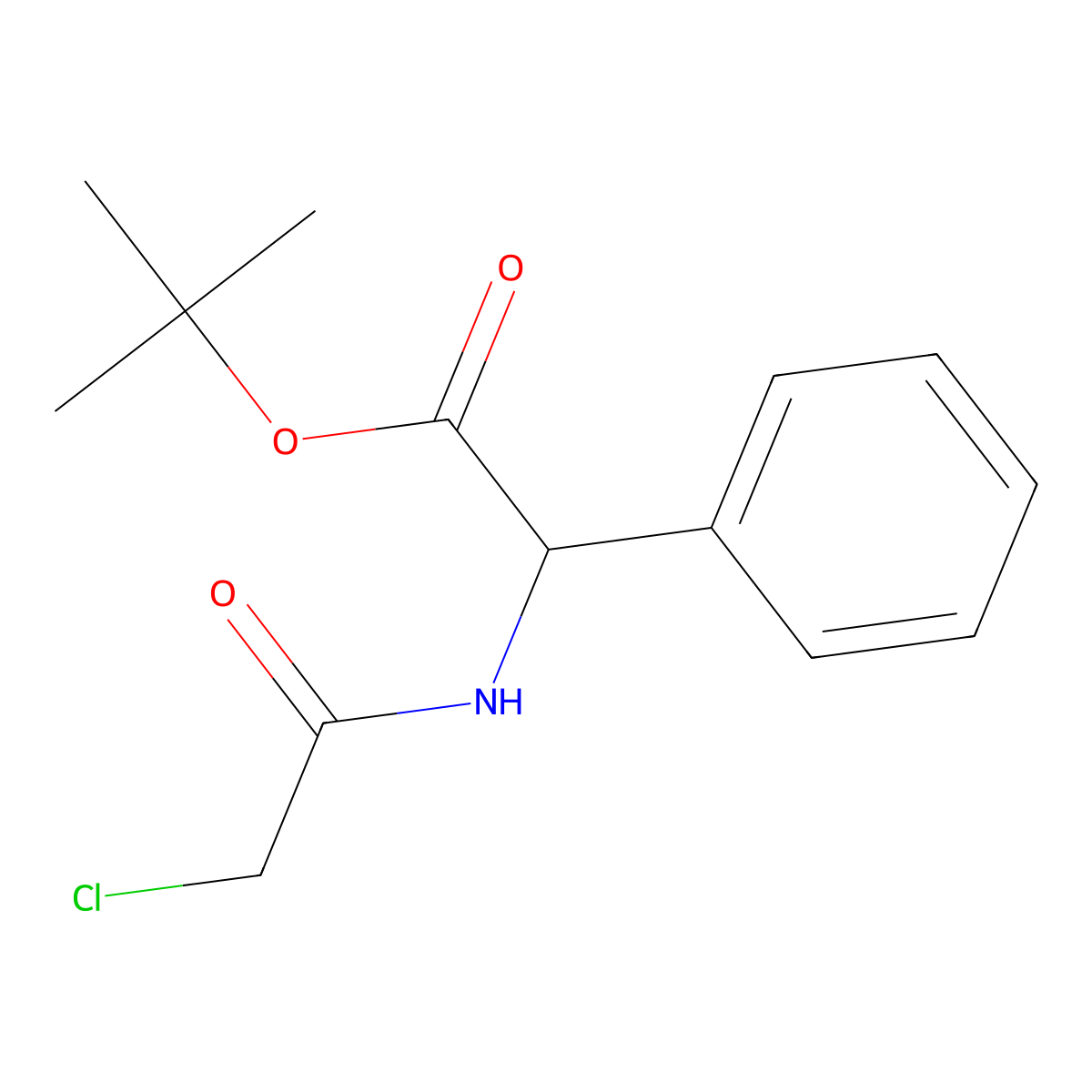 tert-butyl (2S)-2-(2-chloroacetamido)-2-phenylacetate molecular structure, CAS 1909287-39-3