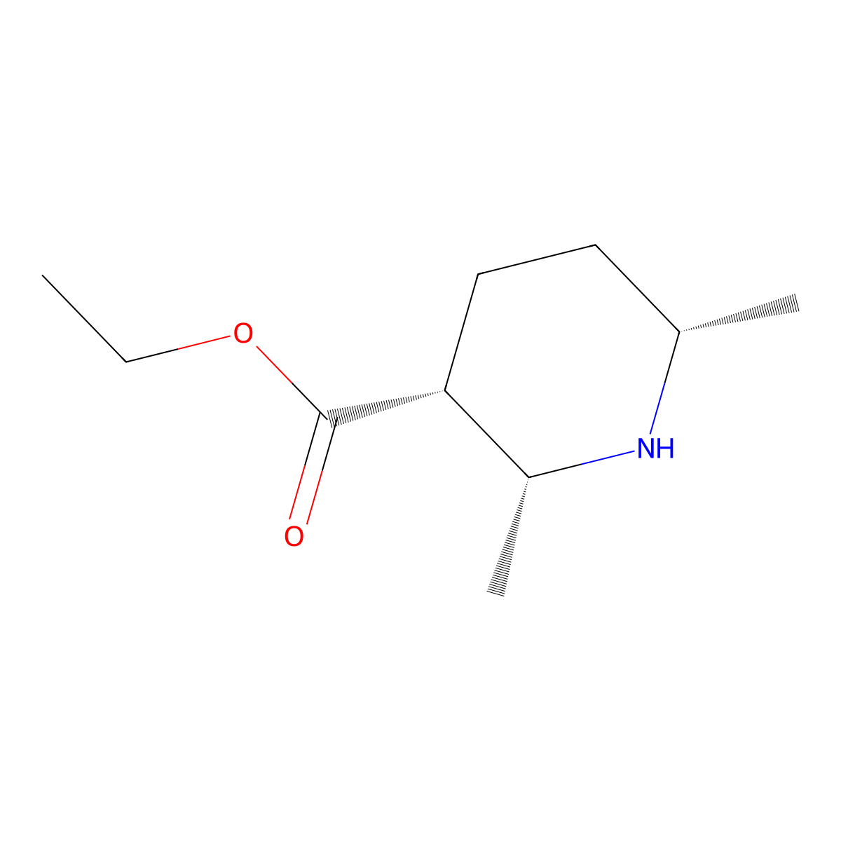 3-Piperidinecarboxylic acid, 2,6-dimethyl-, ethyl ester, (2R,3R,6S)- molecular structure, CAS 1909287-49-5