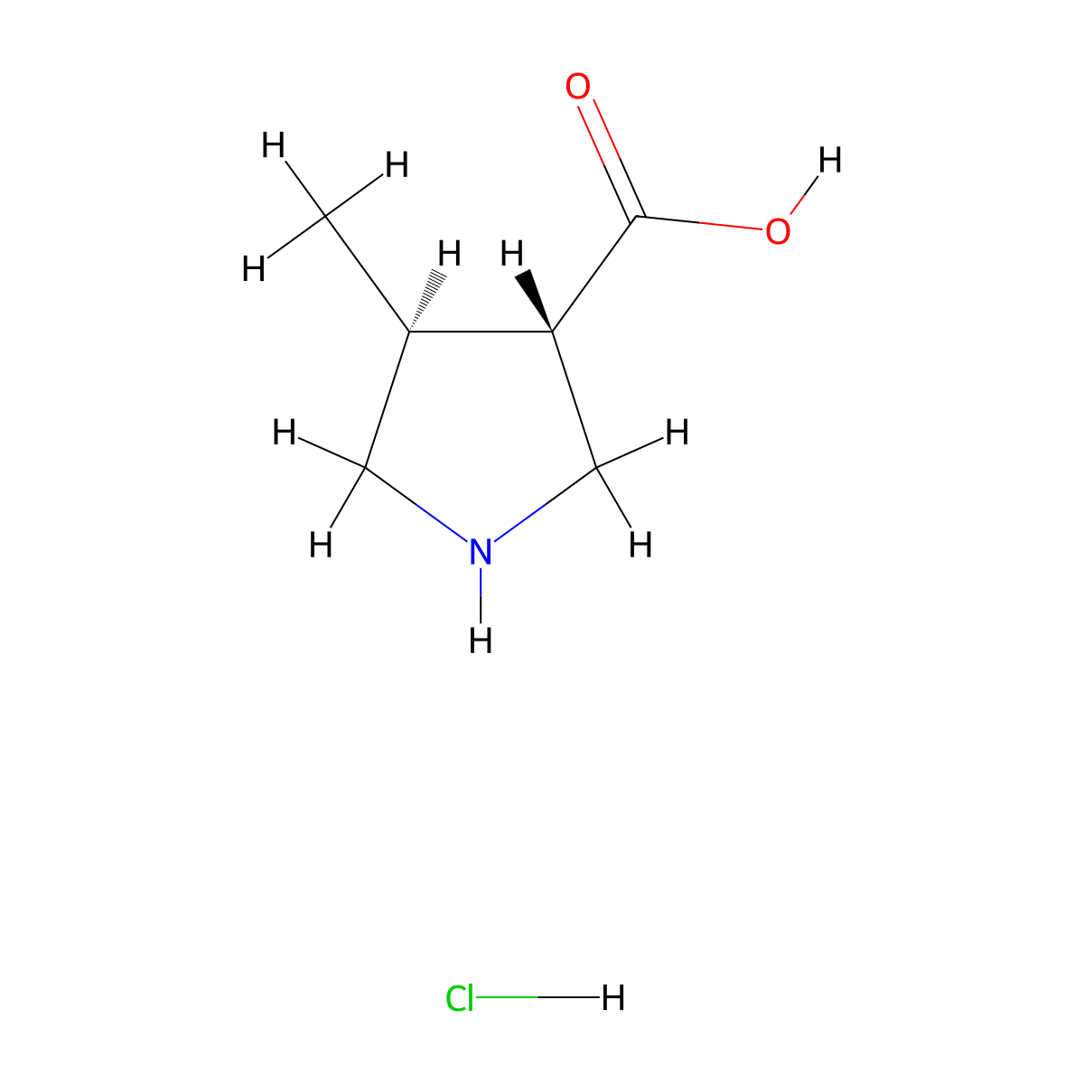 (3S,4S)-4-Methylpyrrolidine-3-carboxylic acid hydrochloride molecular structure, CAS 1909287-65-5