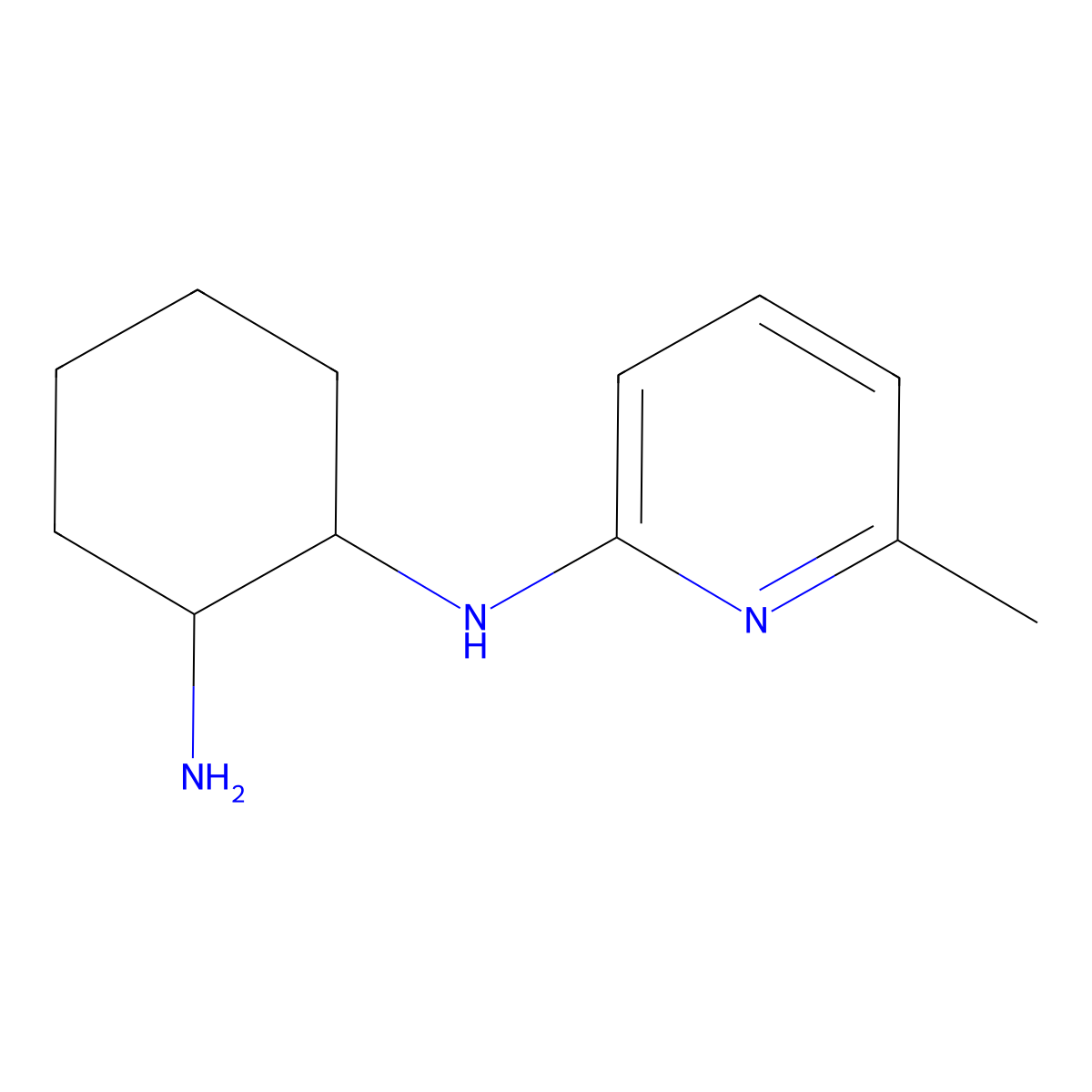 rac-(1R,2R)-N1-(6-methylpyridin-2-yl)cyclohexane-1,2-diamine, trans molecular structure, CAS 1909287-69-9