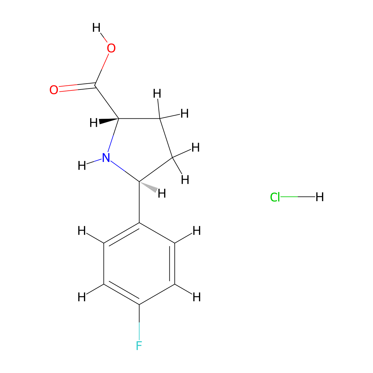 (2S,5S)-5-(4-fluorophenyl)pyrrolidine-2-carboxylic acid hydrochloride molecular structure, CAS 1909287-72-4