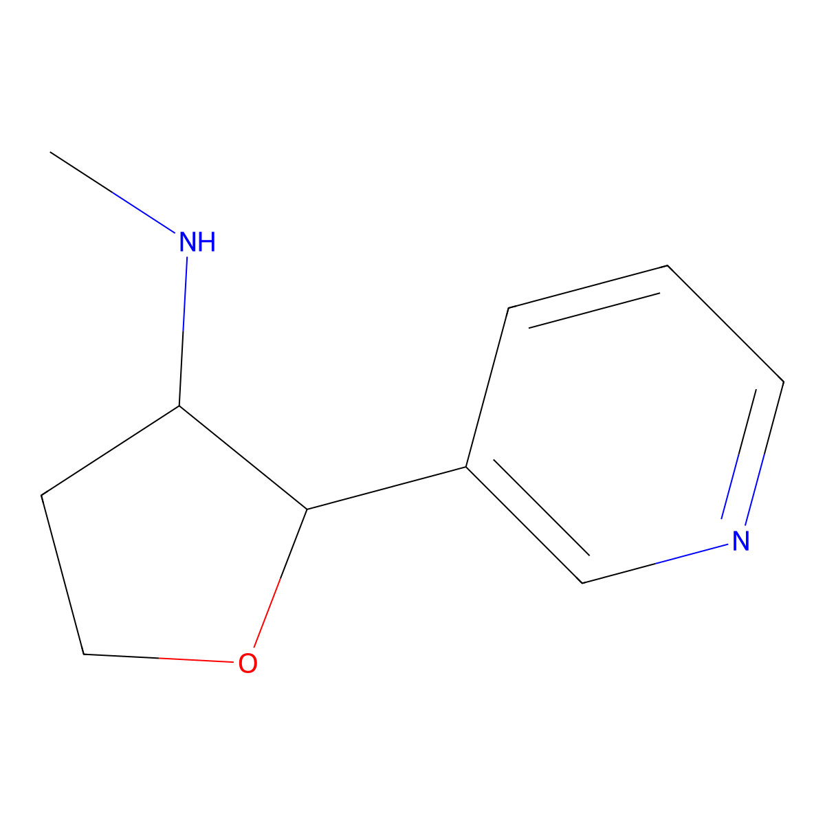 rac-(2R,3S)-N-methyl-2-(pyridin-3-yl)oxolan-3-amine molecular structure, CAS 1909287-73-5