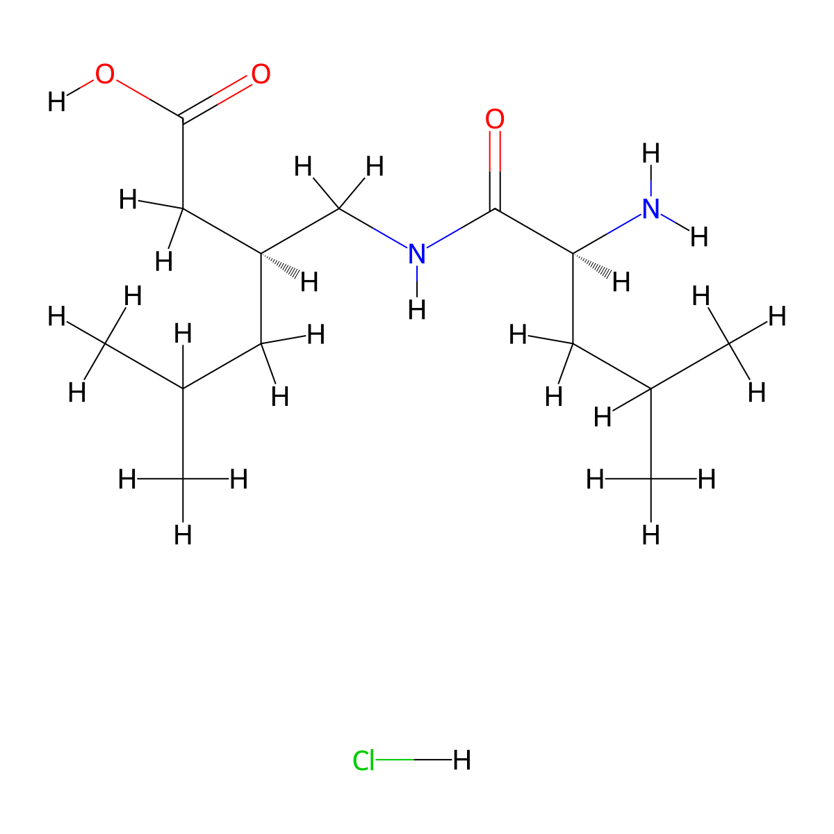(3S)-3-(((2S)-2-amino-4-methylpentanamido)methyl)-5-methylhexanoic acid hydrochloride molecular structure, CAS 1909287-89-3