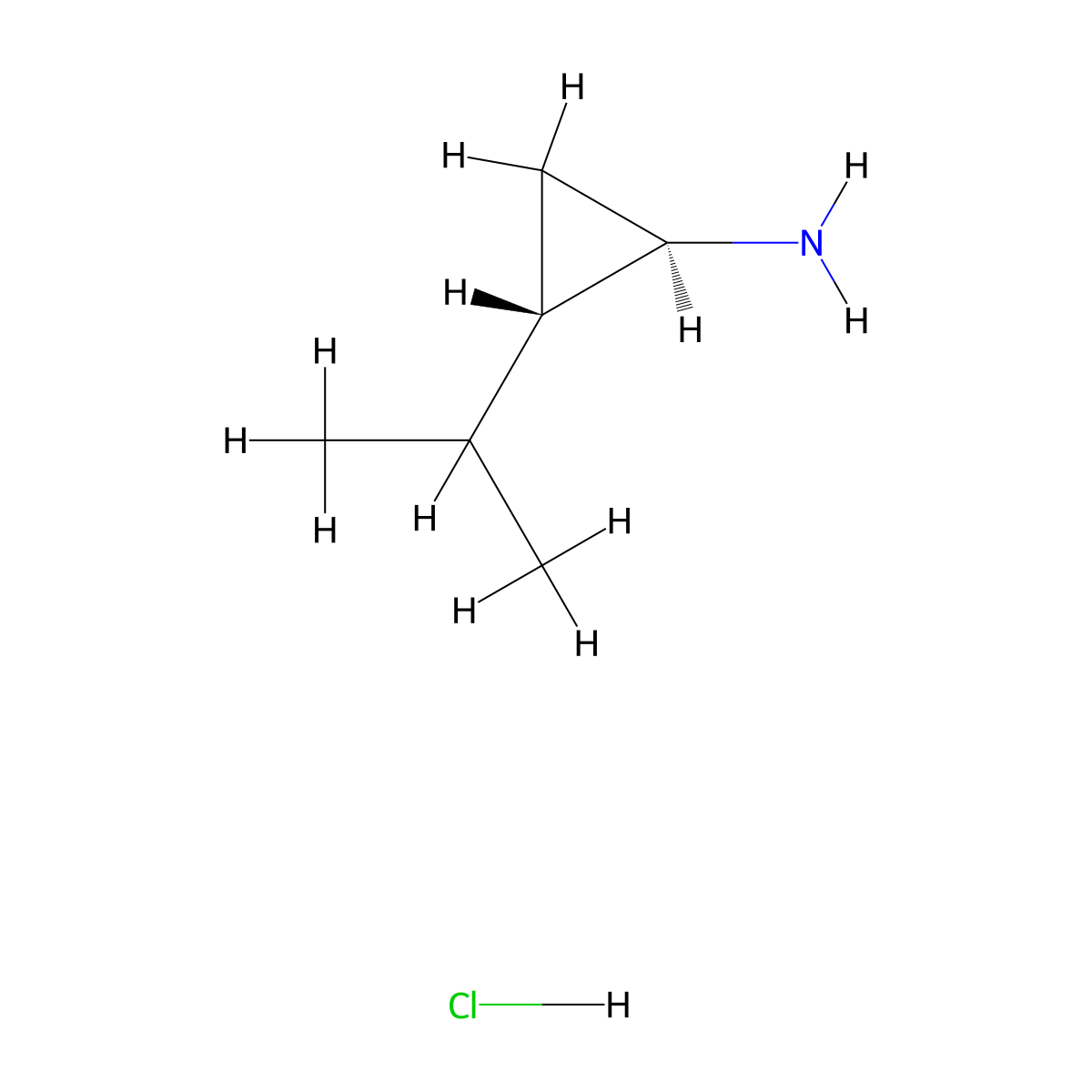 rac-(1R,2S)-2-(propan-2-yl)cyclopropan-1-amine hydrochloride molecular structure, CAS 1909287-91-7