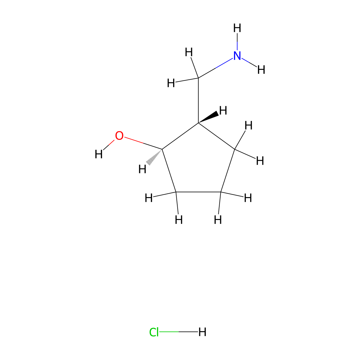 (1R,2S)-2-(aminomethyl)cyclopentan-1-ol hydrochloride molecular structure, CAS 1909287-92-8