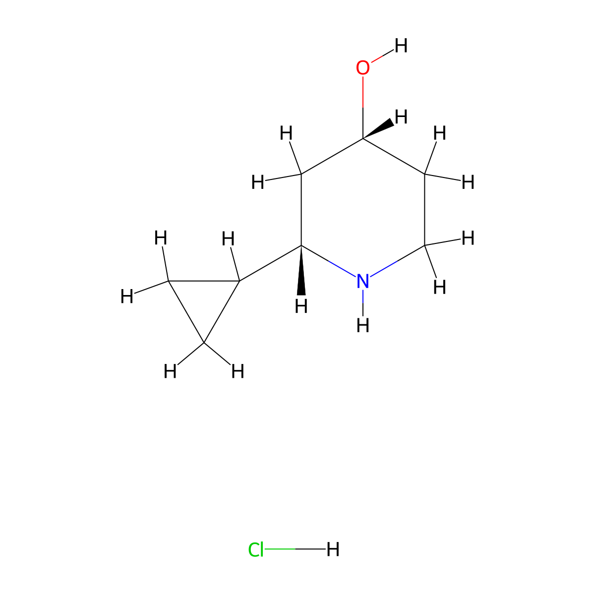 rac-(2S,4R)-2-Cyclopropyl-4-piperidinol hydrochloride molecular structure, CAS 1909287-97-3