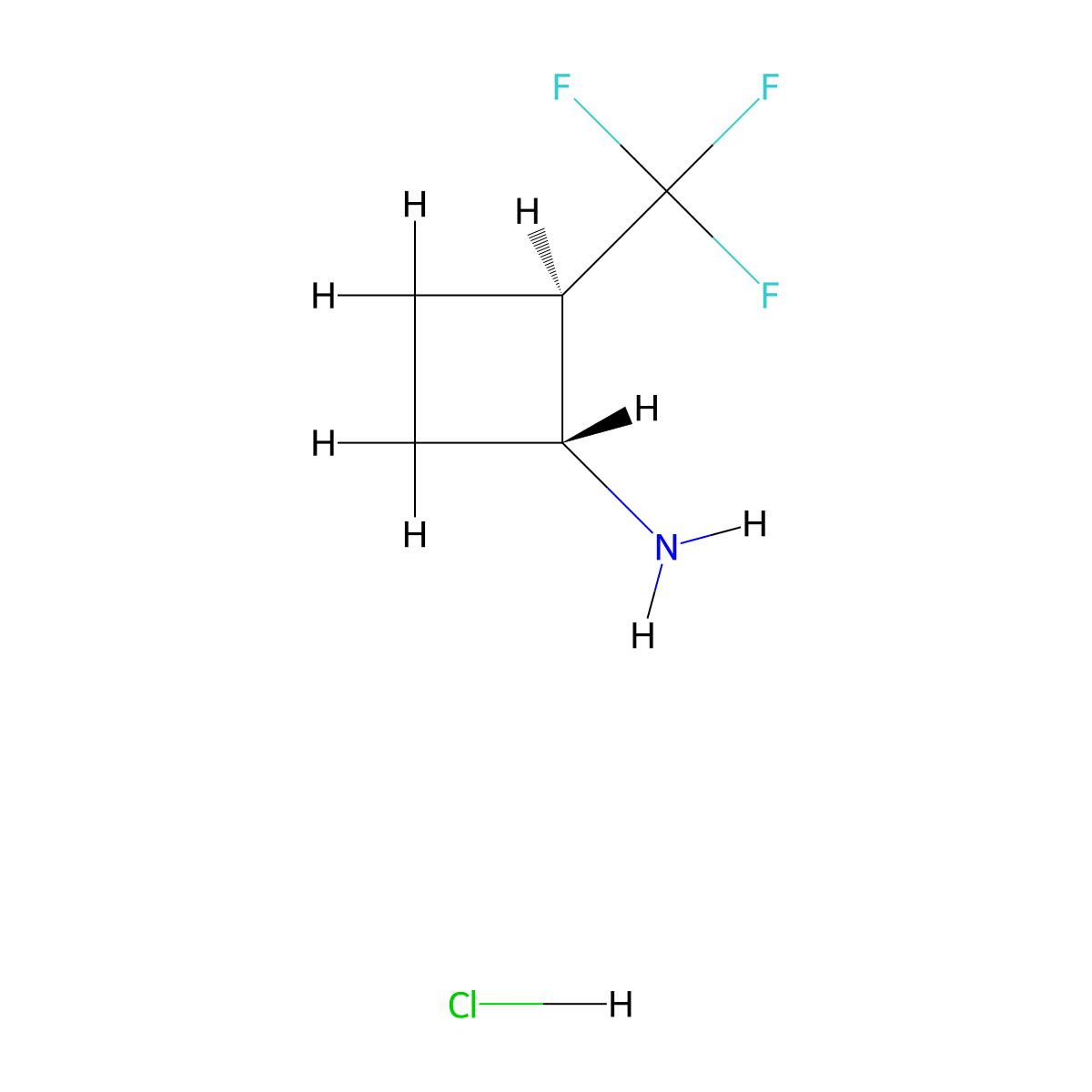 (1R,2R)-2-(Trifluoromethyl)cyclobutan-1-amine hydrochloride molecular structure, CAS 1909287-99-5