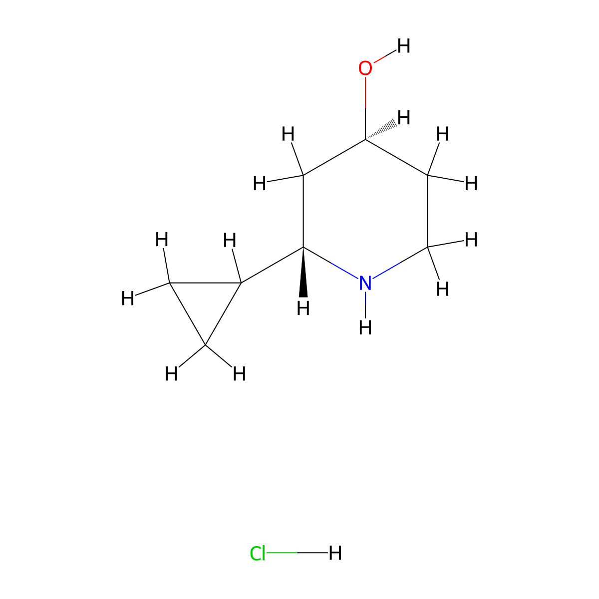 rac-(2S,4S)-2-Cyclopropyl-4-piperidinol hydrochloride molecular structure, CAS 1909288-12-5
