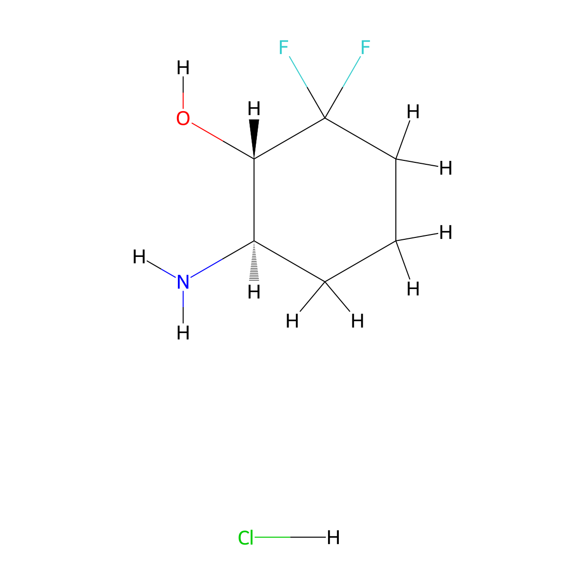 rac-(1R,6S)-6-amino-2,2-difluorocyclohexan-1-ol hydrochloride molecular structure, CAS 1909288-26-1
