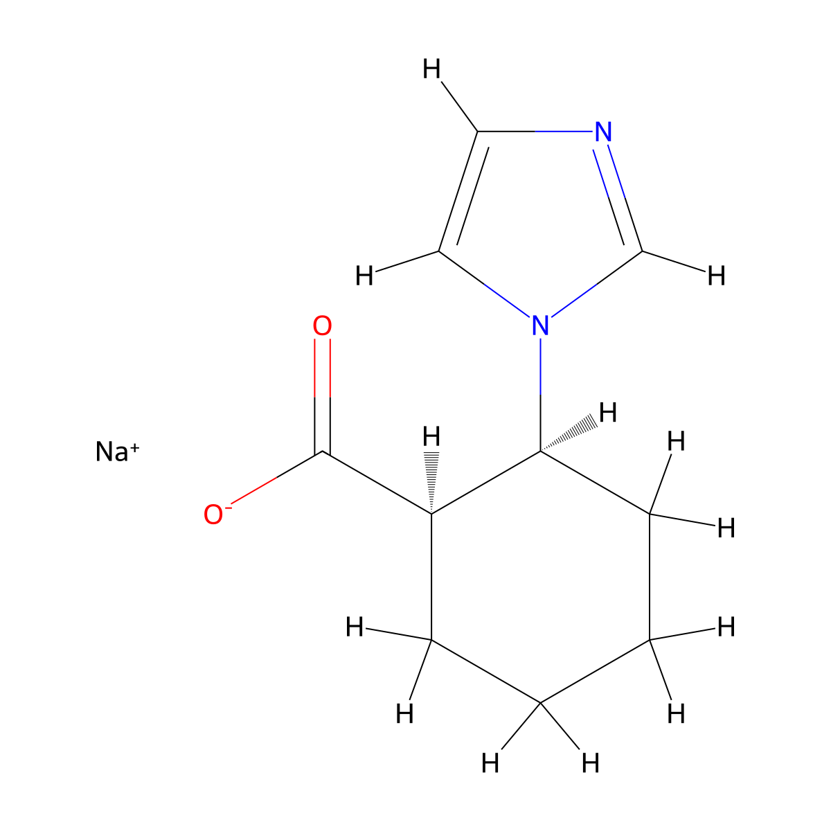 rac-sodium (1R,2S)-2-(1H-imidazol-1-yl)cyclohexane-1-carboxylate molecular structure, CAS 1909288-28-3