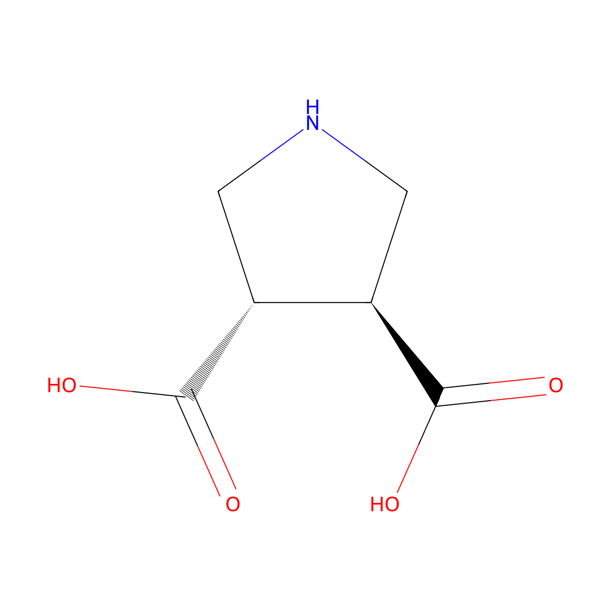 rac-(3R,4R)-pyrrolidine-3,4-dicarboxylic acid molecular structure, CAS 1909288-34-1