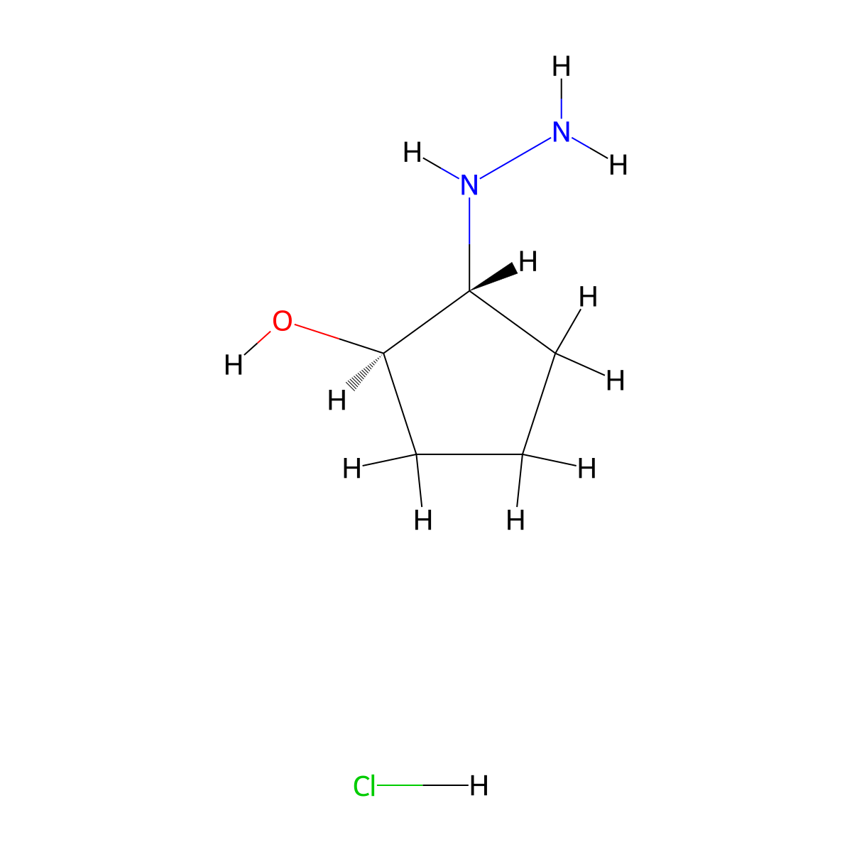 (1R,2R)-2-hydrazinylcyclopentan-1-ol hydrochloride molecular structure, CAS 1909288-36-3