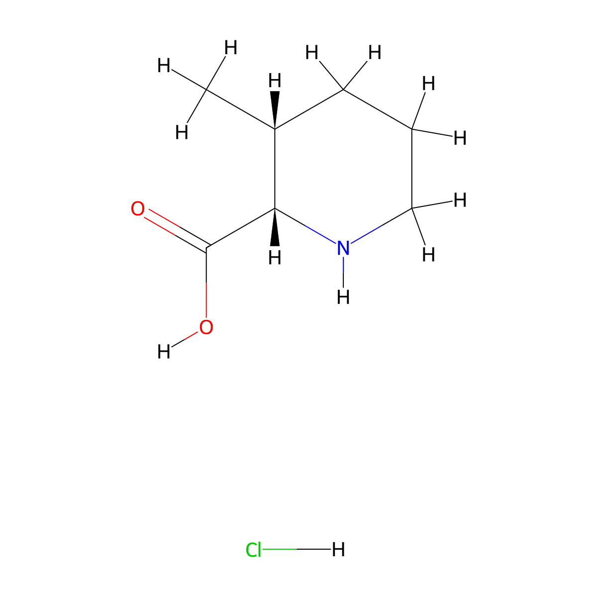 rac-(2R,3S)-3-methylpiperidine-2-carboxylic acid hydrochloride molecular structure, CAS 1909288-43-2