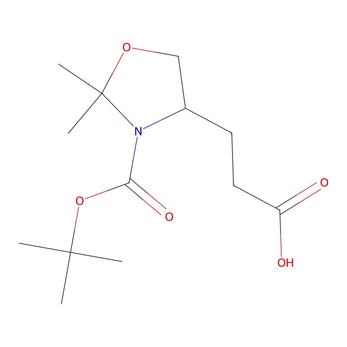 3-[(4R)-3-[(tert-butoxy)carbonyl]-2,2-dimethyl-1,3-oxazolidin-4-yl]propanoic acid molecular structure, CAS 1909288-53-4