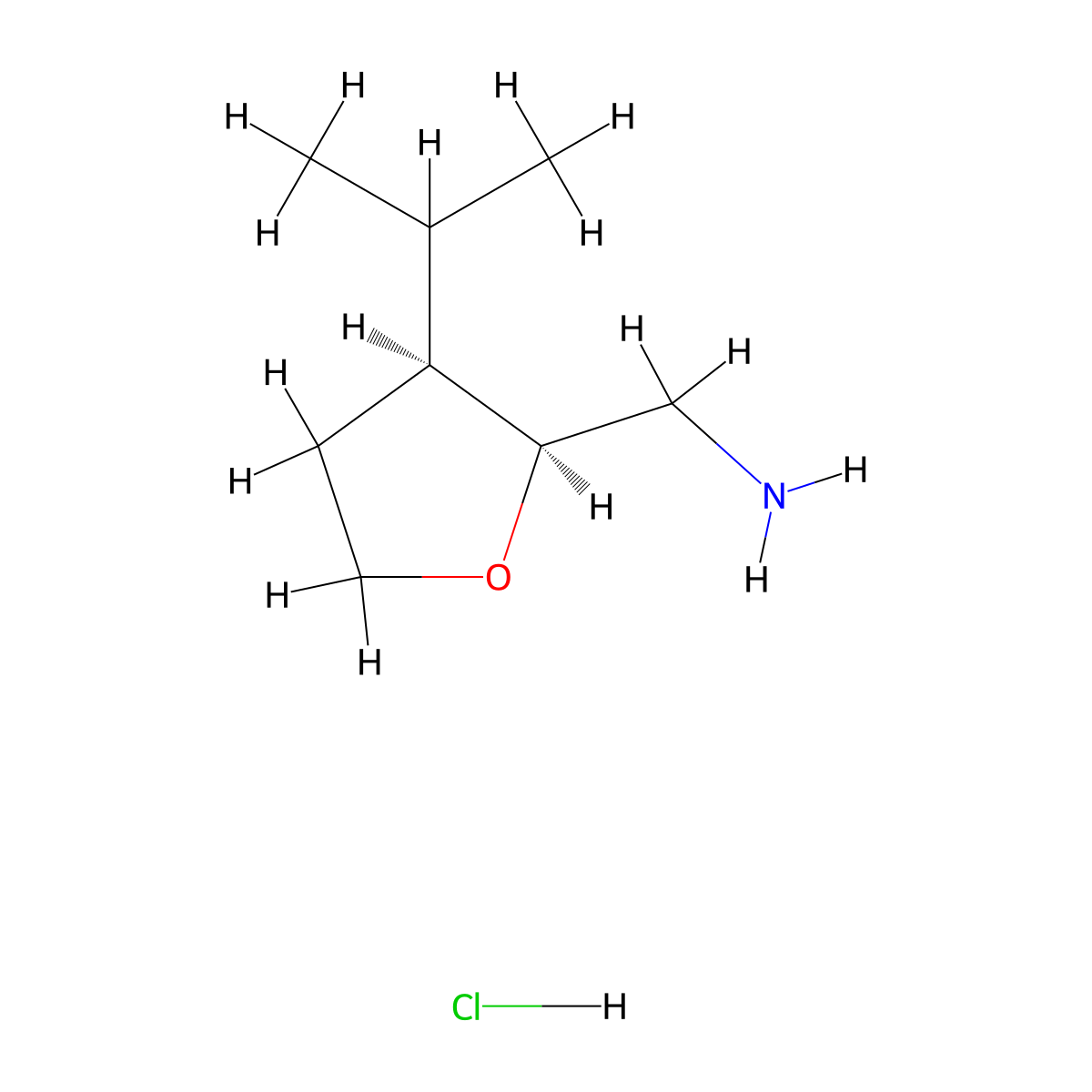 rac-((2R,3R)-3-(propan-2-yl)oxolan-2-yl)methanamine hydrochloride molecular structure, CAS 1909288-57-8