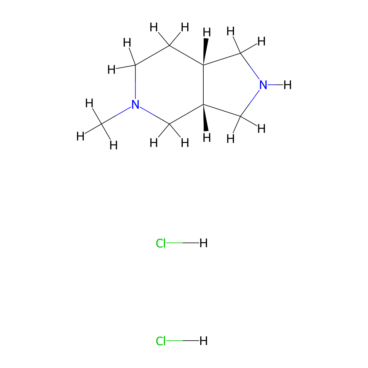 rac-(3aR,7aS)-5-methyl-octahydro-1H-pyrrolo(3,4-c)pyridine dihydrochloride molecular structure, CAS 1909288-61-4