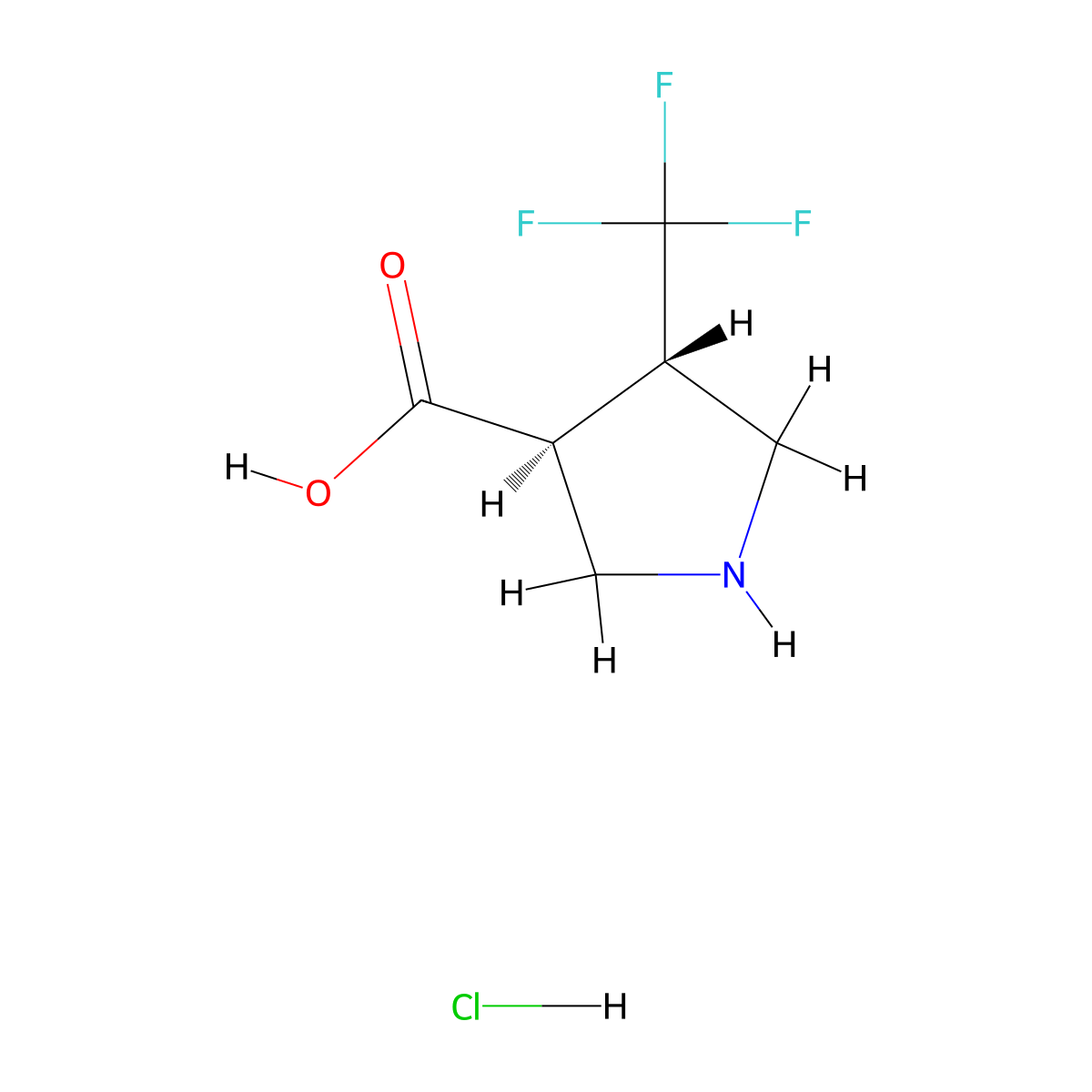 (3S,4S)-4-(Trifluoromethyl)pyrrolidine-3-carboxylic acid;hydrochloride molecular structure, CAS 1909288-72-7