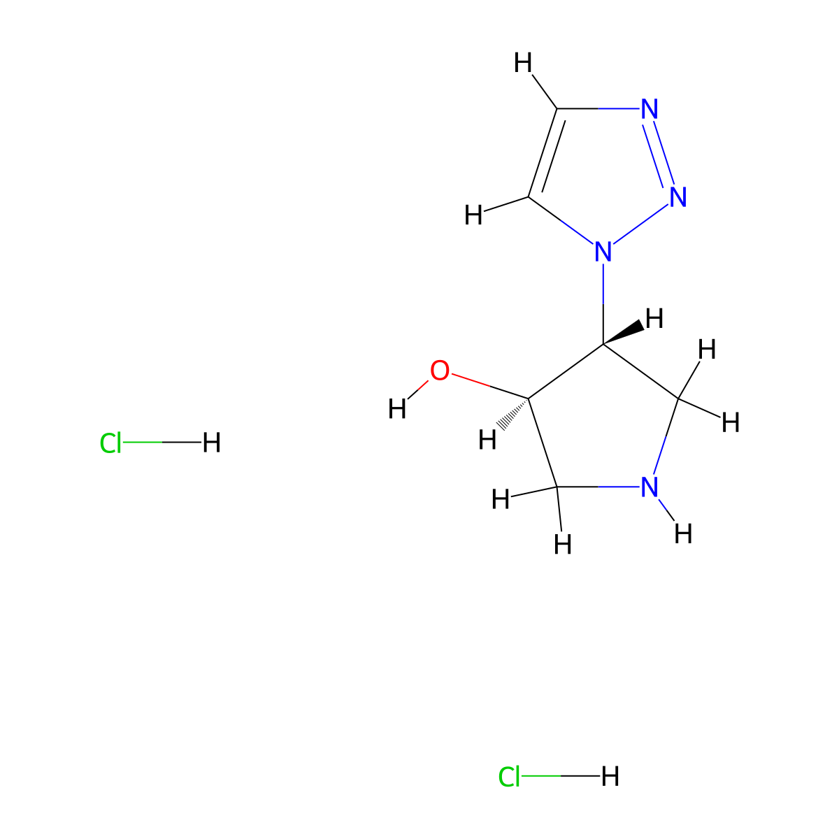 (3R,4R)-4-(1H-1,2,3-triazol-1-yl)pyrrolidin-3-ol dihydrochloride molecular structure, CAS 1909293-50-0