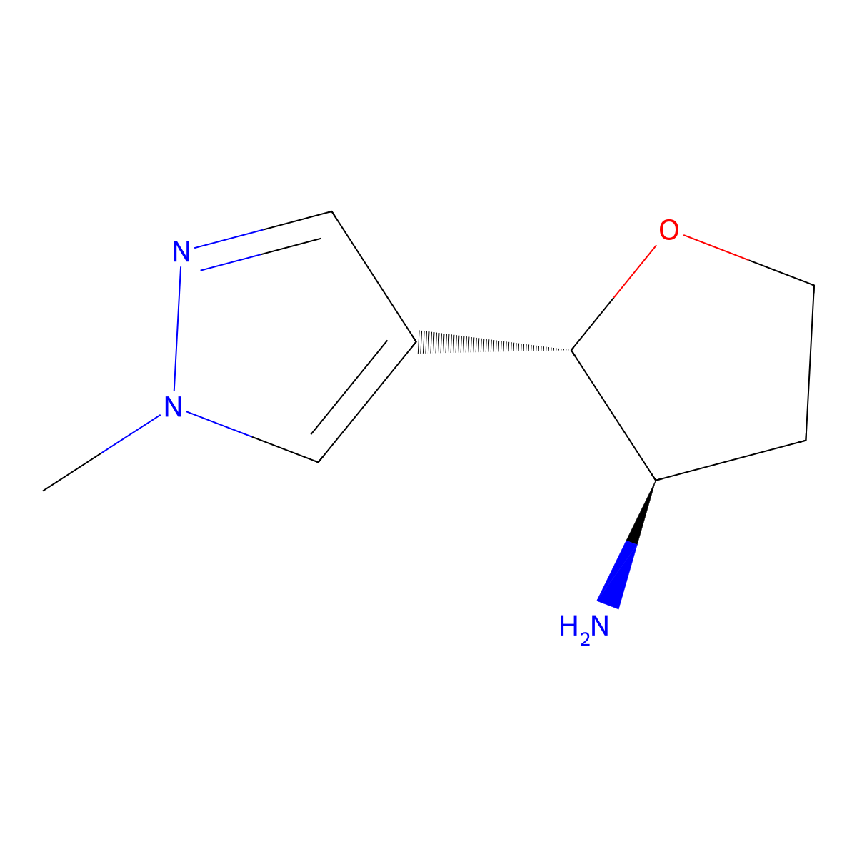 3-Furanamine, tetrahydro-2-(1-methyl-1H-pyrazol-4-yl)-, (2S,3R)- molecular structure, CAS 1909293-53-3