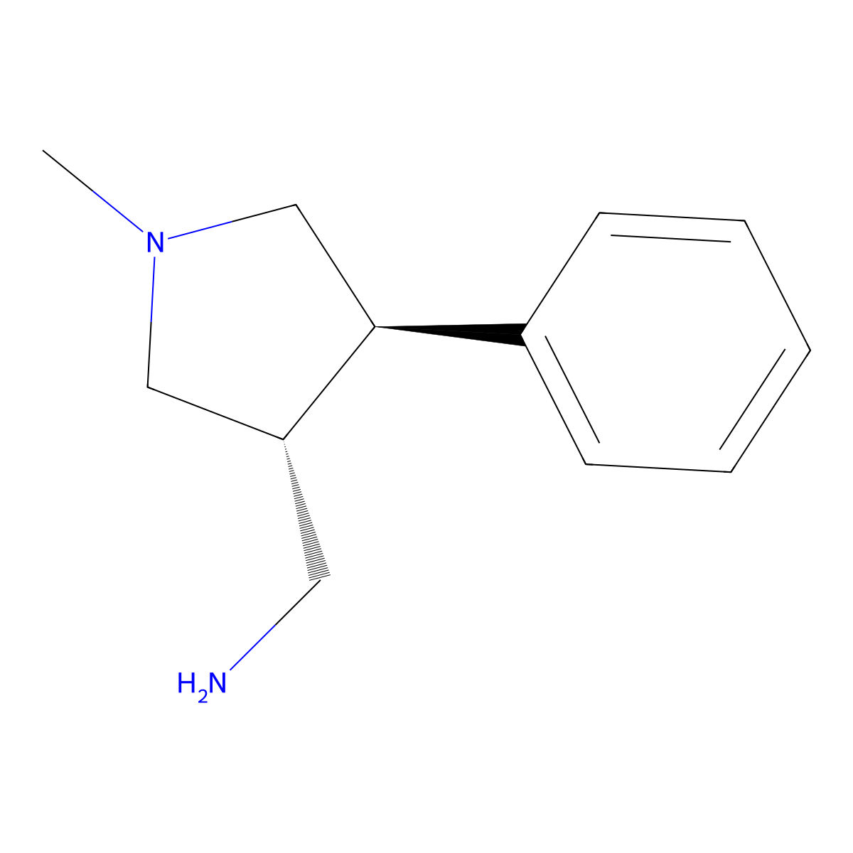 rac-[(3R,4R)-1-methyl-4-phenylpyrrolidin-3-yl]methanamine molecular structure, CAS 1909293-57-7