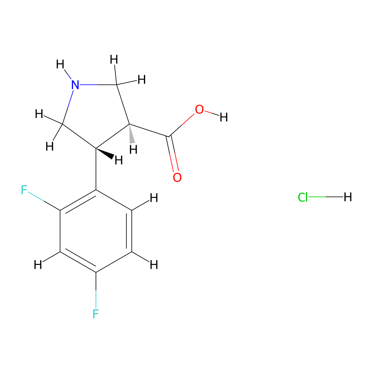 (3S,4R)-4-(2,4-Difluorophenyl)pyrrolidine-3-carboxylic acid;hydrochloride molecular structure, CAS 1909293-58-8