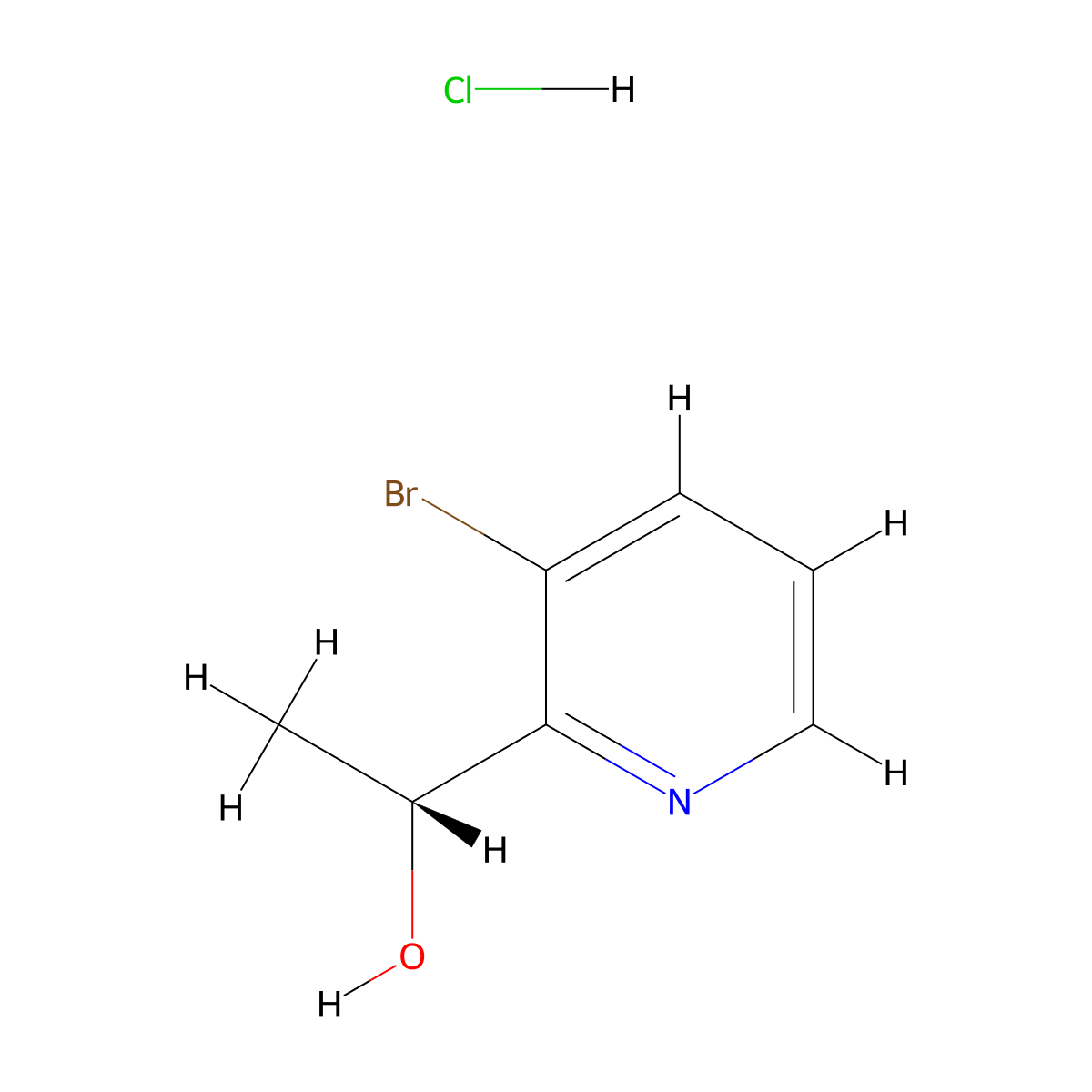 (1R)-1-(3-bromopyridin-2-yl)ethan-1-ol hydrochloride molecular structure, CAS 1909293-76-0
