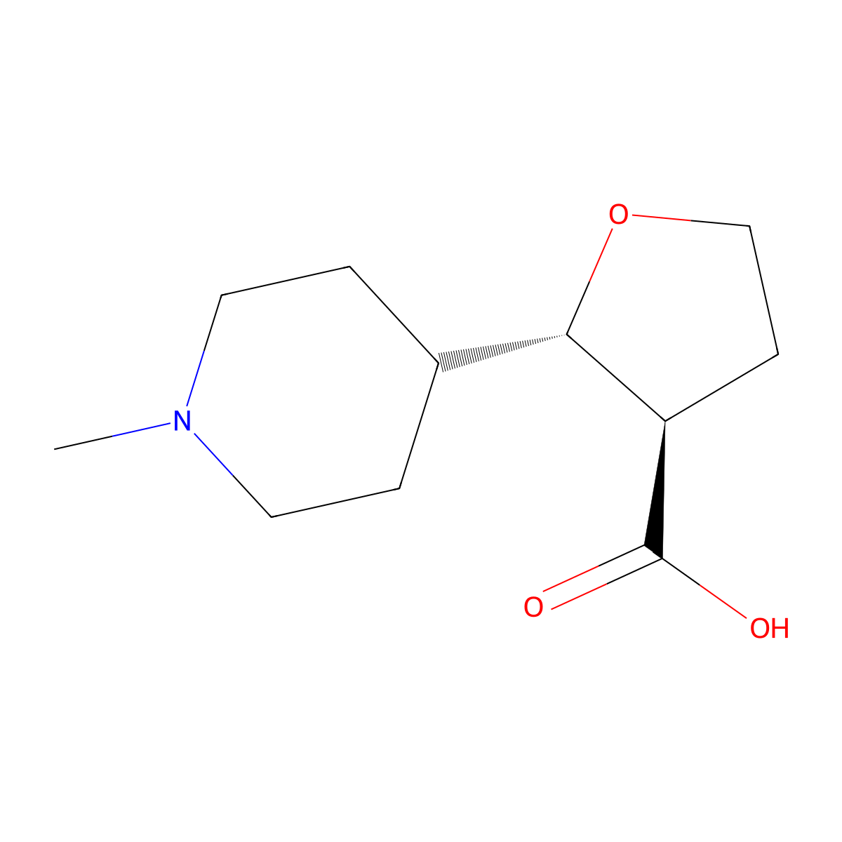 rac-(2R,3S)-2-(1-methylpiperidin-4-yl)oxolane-3-carboxylic acid molecular structure, CAS 1909293-86-2